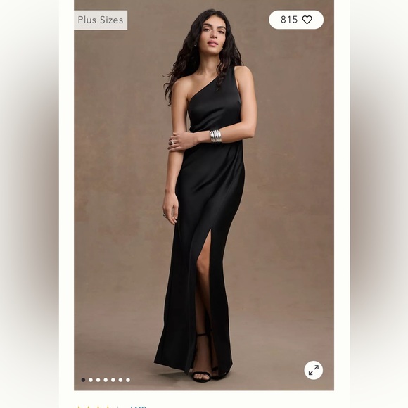 BHLDN Dylan one shoulder satin side slit gown - Picture 1 of 4